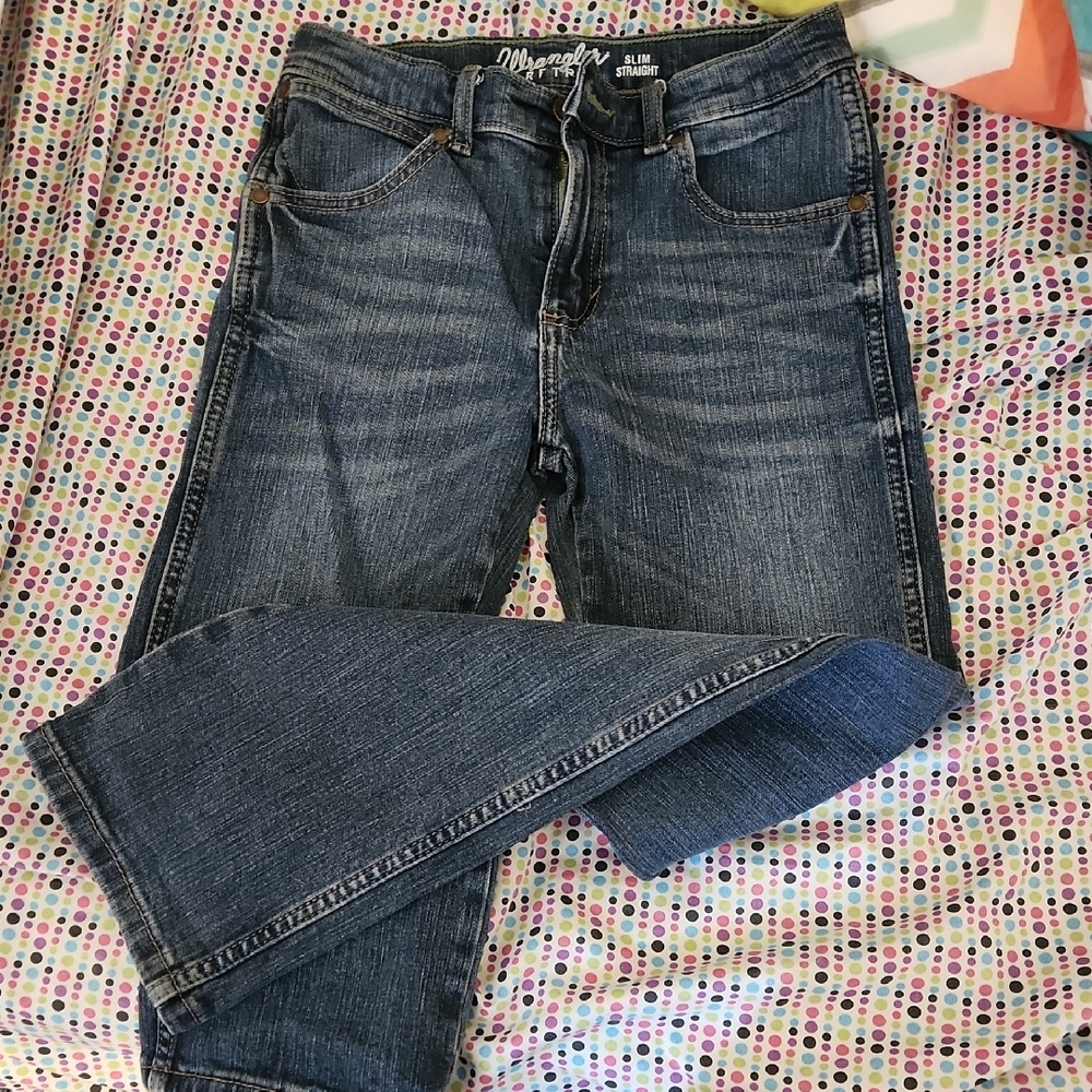 Wrangler Blue Slim Straight Jeans with Classic Indigo Wash
